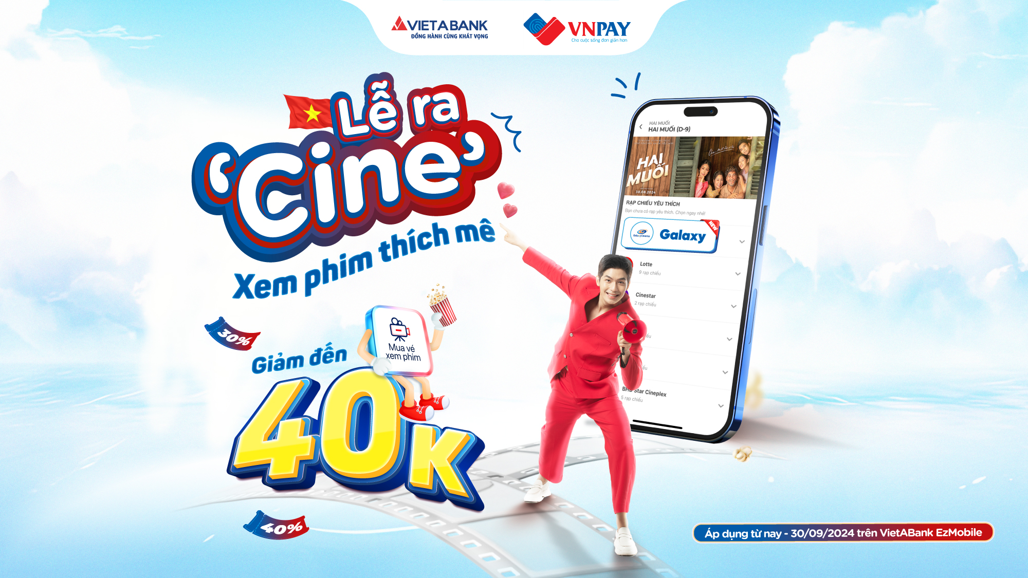 VUI ĐẠI LỄ - ĐI 'CINE' THÍCH MÊ MUA VÉ GALAXY CINEMA SẴN SÀNG TRÊN VIETABANK EZMOBILE
